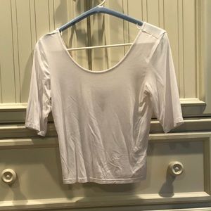 AE White 1/2 Sleeve Crop Top